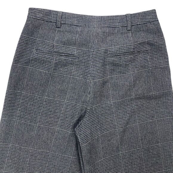 Zara Wide Leg Pants Womens Medium Gray Plaid Trafaluc High Rise Classic Chic - Picture 7 of 15